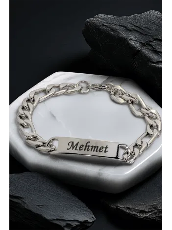 Erkek Çelik Bileklik - İsim Yazılabilir Figaro Zincir Model Erkek Bileklik