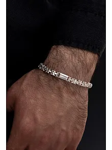 Erkek Gümüş Bileklik - 6mm Parçalı Parlak Euro Kral Gümüş Bileklik