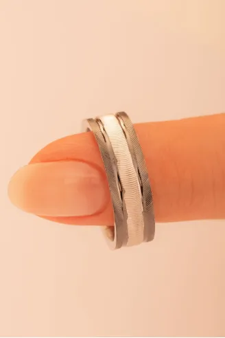 Kadın Gümüş Yüzük - 925 Ayar Bombeli Snake Model Gümüş Alyans Yüzük