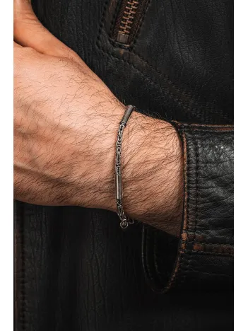 Erkek Kral Gümüş Bileklik Künye Özel Tasarım Silindir Parçalı 3,5mm