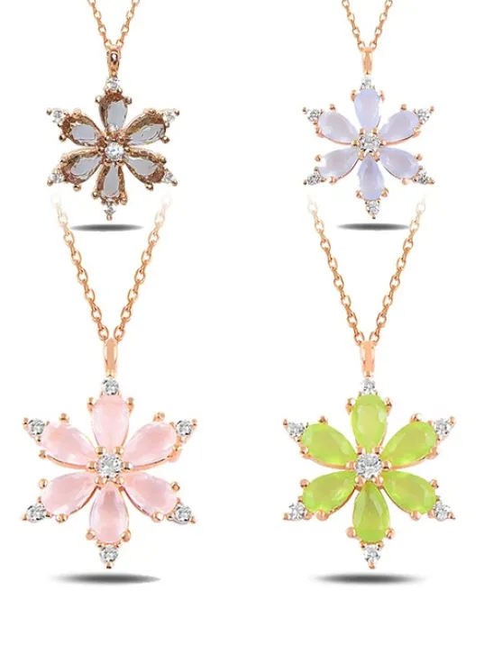 Taşlı Çiçek Figürlü Kadın Gümüş Kolye RZUL874215563-Pembe Taşlı Çiçek Figürlü Kadın Gümüş Kolye RZUL874215563-Pembe