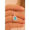 Kadın Gümüş Kolye - Damla Model Mavi Topaz Taşlı Baget Süslemeli Rodyumlu Kadın Kolye Kadın Gümüş Kolye - Damla Model Mavi Topaz Taşlı Baget Süslemeli Rodyumlu Kadın Kolye