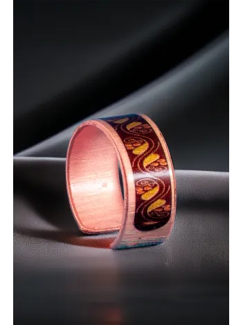 Kadın Bakır Yüzük - Sonbahar Model Özel Baskı Metal Kutu Ve Kuvars Taşı