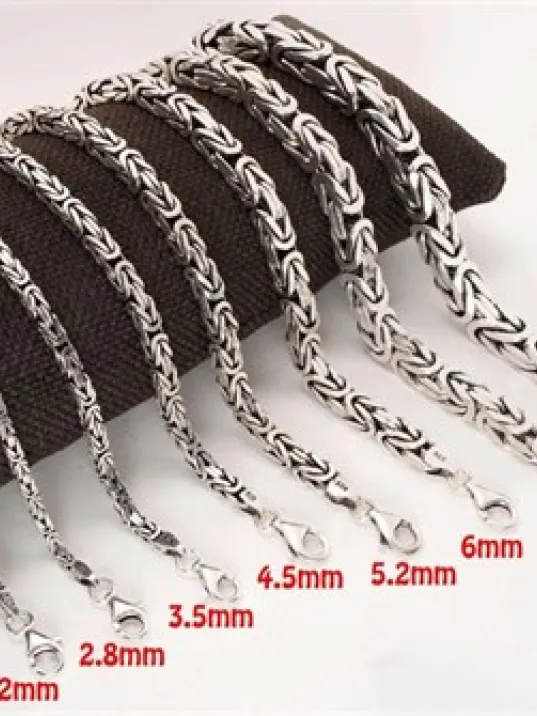 Erkek Gümüş Zincir Kolye Kare Kral Model