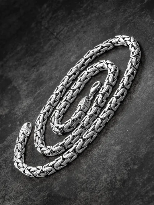 Erkek Gümüş Kolye - 8mm Füzyon Kare Kral Gümüş Erkek Zincir Erkek Gümüş Kolye - 8mm Füzyon Kare Kral Gümüş Erkek Zincir