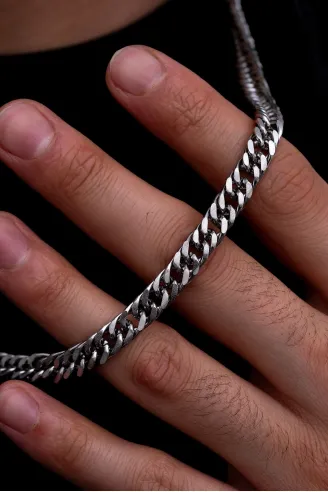 Erkek Çelik Kolye - 10 mm Sık Örüm Gurmet Zincir Çelik Kolye