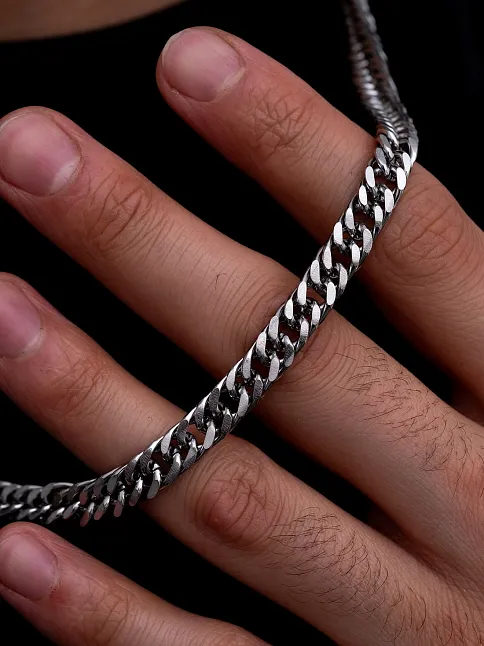 Erkek Çelik Kolye - 10 mm Sık Örüm Gurmet Zincir Çelik Kolye