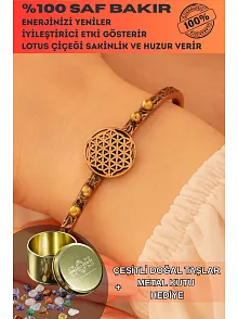 Kadın Bakır Bileklik - Lotus Çiçeği Model Kadın Bakır Kelepçe Bileklik Bilezik