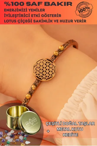 Kadın Bakır Bileklik - Lotus Çiçeği Model Kadın Bakır Kelepçe Bileklik Bilezik