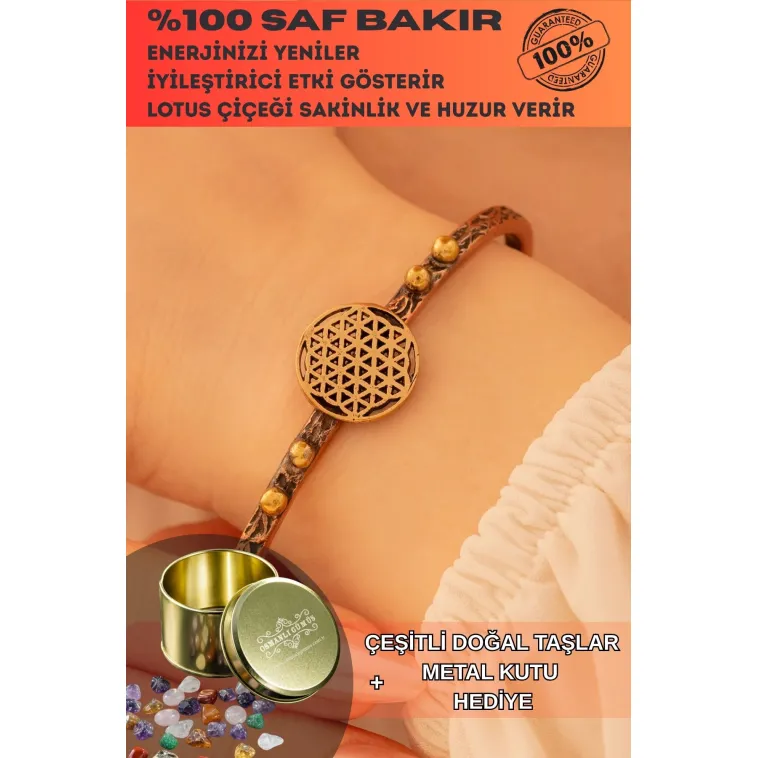 Kadın Bakır Bileklik - Lotus Çiçeği Model Kadın Bakır Kelepçe Bileklik Bilezik Kadın Bakır Bileklik - Lotus Çiçeği Model Kadın Bakır Kelepçe Bileklik Bilezik