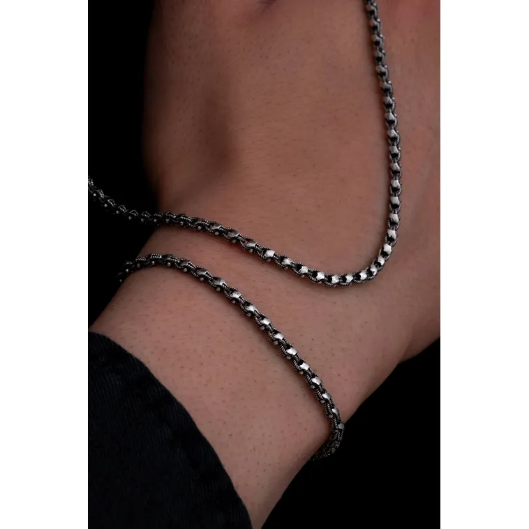 Erkek Gümüş Kolye Bileklik Set - 3mm Pullu Arnavut Zinciri Gümüş Kolye Bileklik Set Erkek Gümüş Kolye Bileklik Set - 3mm Pullu Arnavut Zinciri Gümüş Kolye Bileklik Set