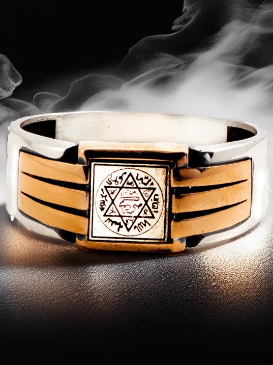 Erkek Gümüş Yüzük - Hz. Süleyman Mührü Yazılı Ince Kibar Erkek Yüzüğü