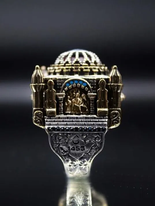 İslam Usta Tasarımı Yeni Çağ Model 2 Gümüş Erkek Yüzük GYZYENICAG2-GMS