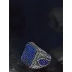 Erkek Gümüş Yüzük - Mavi Zirkon Taşlı Kare Model Yanları Kraliyet Tarzı Erkek Yüzük Erkek Gümüş Yüzük - Mavi Zirkon Taşlı Kare Model Yanları Kraliyet Tarzı Erkek Yüzük