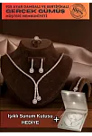 Kadın Gümüş Takı Seti - Merlin Baget Taşlı Model Kolye, Bileklik, Yüzük, Küpe Tam Set