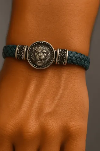 Erkek Bileklik - Hakiki Deri Erkek Bileklik - Aslan Başlı Model