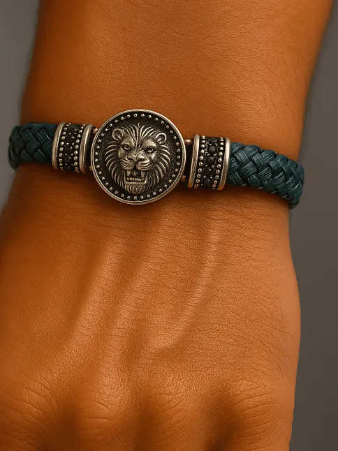 Erkek Bileklik - Hakiki Deri Erkek Bileklik - Aslan Başlı Model