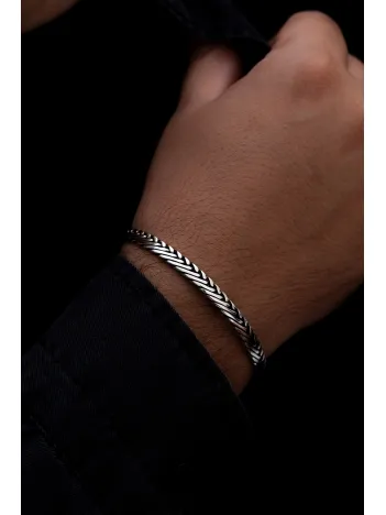 Erkek Gümüş Bileklik - Tilki Kuyruğu Model 1 Gümüş Kelepçe Bileklik