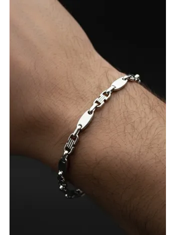 Erkek Çelik Zincir Bileklik – Kalın Plaka Vendetta Model Parlak Kararmaz Paslanmaz Çelik Bileklik