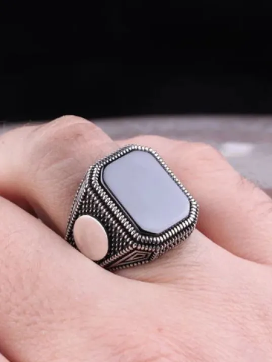 Erkek Gümüş Yüzük - Oniks Taşlı Erkek Yüzük