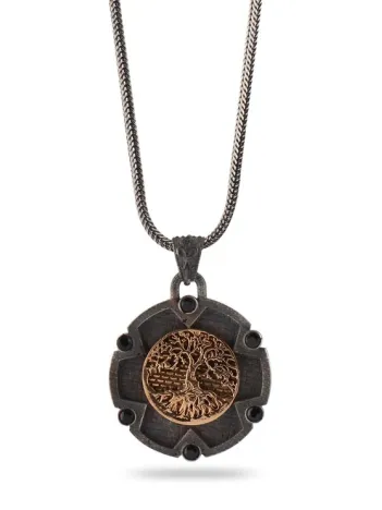 Hayat Ağacı Yuvarlak Model 925 Ayar Gümüş Erkek Kolye Zincir Gklhytagacı-alt