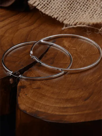 Ottoman 55mm Halka Kesim Kare Model 925 Ayar Gümüş Kadın Küpesi - GKPKAREMODL-GMS