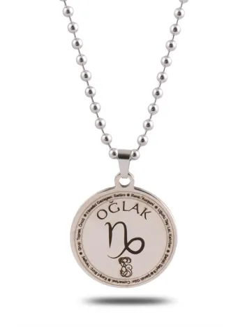 Oğlak Burcu Kolyesi Kadın Erkek Çelik Kolye Top Zincir CKLOGLAKBRC-GMS