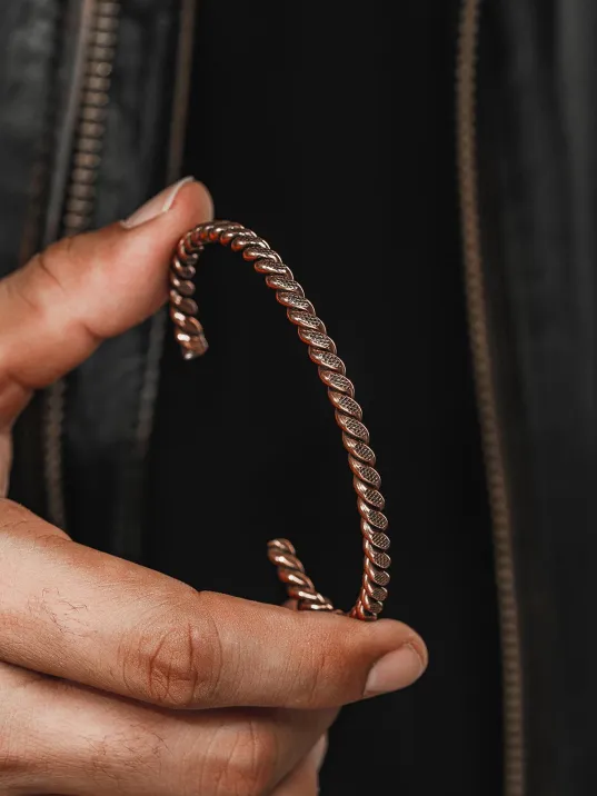 Erkek Bakır Bileklik - Sirayet Bakır Bilezik Metal Kutu Ve Doğal Taşlar