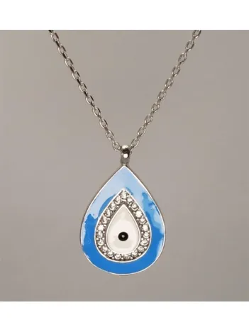 Mavi Nazar Boncuklu Damla Modeli Bayan Gümüş Kolye Mavi Nazar Boncuklu Damla Modeli Bayan Gümüş Kolye