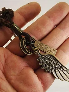 Kanat Erkek Deri Kolye Kartal Kanadı Modeli Hakiki Deri