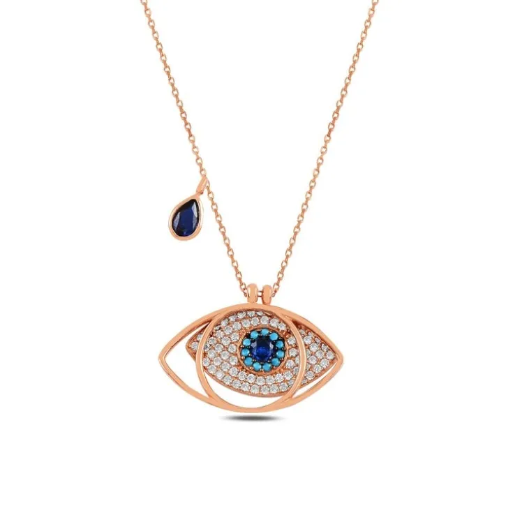 Safir Taşlı Rose Göz Model Gümüş Kadın Kolye GKLGOZMODL9-ROS Safir Taşlı Rose Göz Model Gümüş Kadın Kolye GKLGOZMODL9-ROS