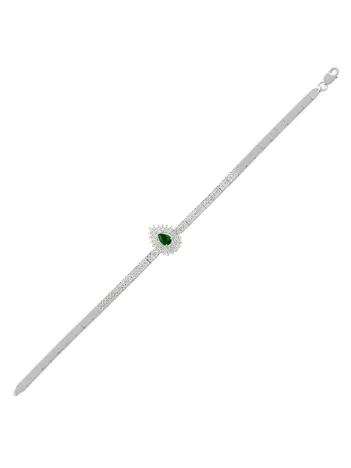 Dionisos Zümrüt Taşlı Su Yolu Gümüş Bileklik