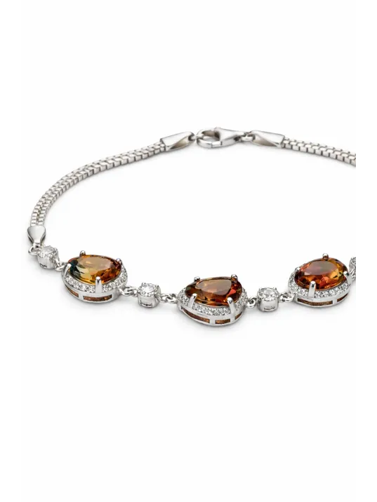 Kadın Gümüş Bileklik – Damla Model Doğal Zultanit Taşlı Zarif Üçlü Tasarım Bileklik