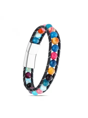 Erkek Doğaltaş Bileklik - Doğal Taşlı Çakra Deri Örgü Kordon Bileklik Erkek Doğaltaş Bileklik - Doğal Taşlı Çakra Deri Örgü Kordon Bileklik