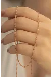 Kadın Gümüş Kolye - 925 Ayar 2mm Singapur Zincir Model Gümüş - Altın - Rose