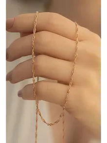 Kadın Gümüş Kolye - 925 Ayar 2mm Singapur Zincir Model Gümüş - Altın - Rose