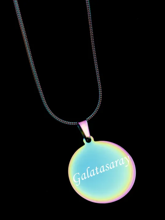 Erkek Çelik Kolye - Hologram İsim Yazılabilir Yuvarlak Model Çelik Kolye