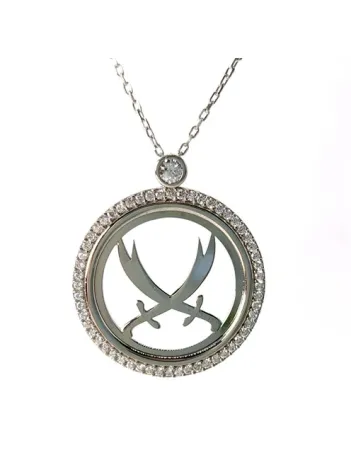 Çift Zülfikarlı Zirkon Taşlı Bayan Gümüş Kolye