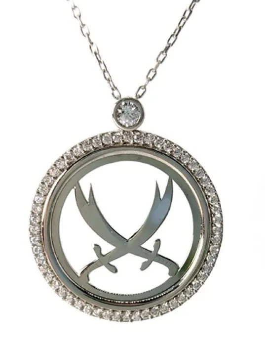 Çift Zülfikarlı Zirkon Taşlı Bayan Gümüş Kolye