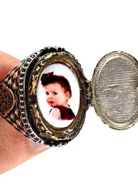 Fotoğraflı Erkek Gümüş Yüzük