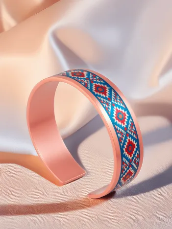 Kadın Bakır Bileklik Yüzük Set - Dolores Model Özel Baskı Metal Kutu Ve Kuvars Taşı