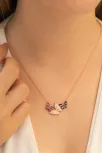 Kadın Gümüş Kolye - Kelebekli Rose Bayan Gümüş Kolye Orta Boy Kadın Gümüş Kolye - Kelebekli Rose Bayan Gümüş Kolye Orta Boy