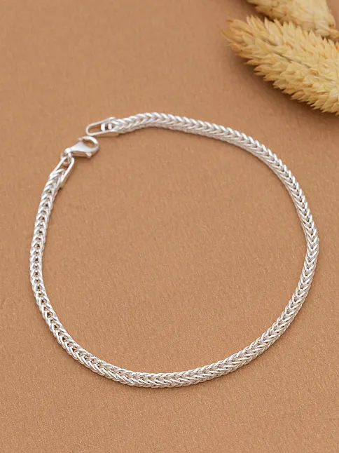 Kadın Gümüş Bileklik - 3mm Gümüş Beyaz Parlak Tilki Kuyruğu Model Kadın Bileklik