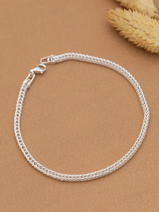 Kadın Gümüş Bileklik - 3mm Gümüş Beyaz Parlak Tilki Kuyruğu Model Kadın Bileklik Kadın Gümüş Bileklik - 3mm Gümüş Beyaz Parlak Tilki Kuyruğu Model Kadın Bileklik