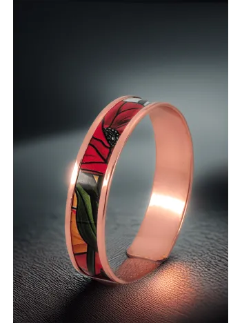 Kadın Bakır Bileklik - Chlara Model Özel Baskı Metal Kutu Ve Doğal Taşlar