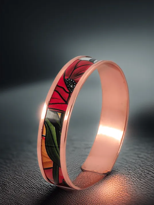 Kadın Bakır Bileklik - Chlara Model Özel Baskı Metal Kutu Ve Doğal Taşlar