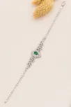 Çise Zümrüt Taşlı Su Yolu Bayan Gümüş Bileklik