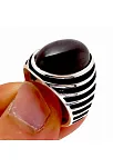 Oval Kesim Siyah Oniks Taşlı Erkek Gümüş Yüzük