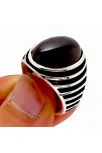 Oval Kesim Siyah Oniks Taşlı Erkek Gümüş Yüzük