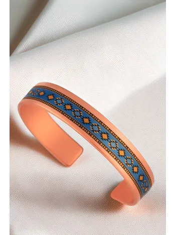 Kadın Bakır Bileklik - Marta Model Özel Baskı Metal Kutu Ve Kuvars Taşı